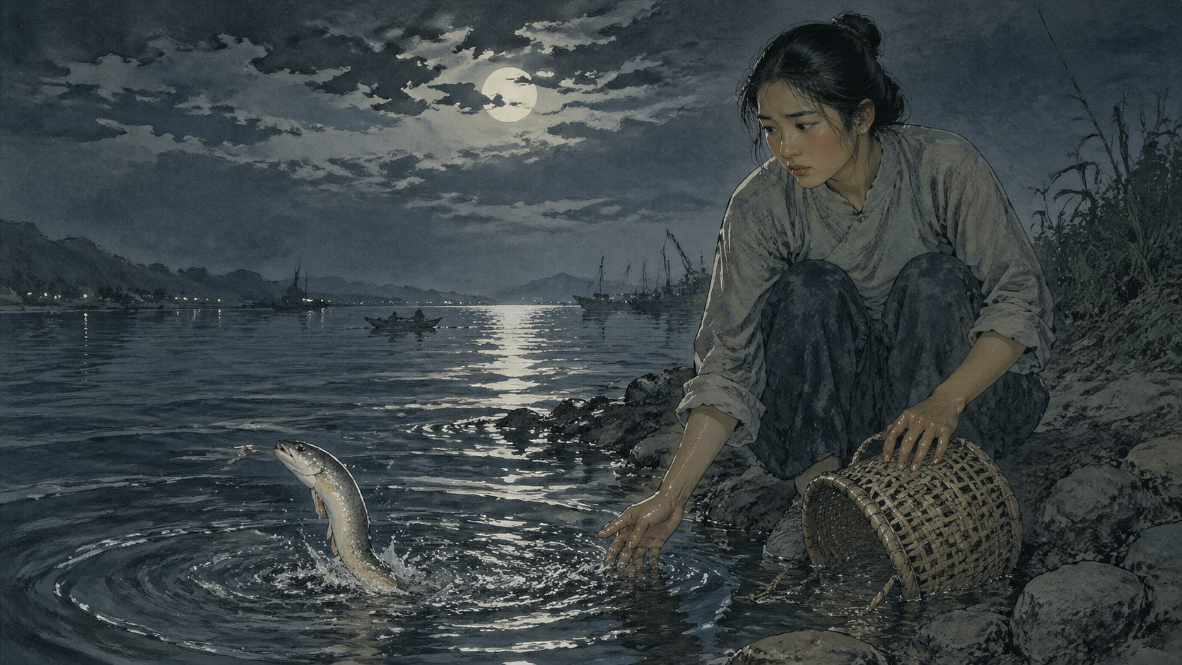 长江月夜 · 白鳝放生